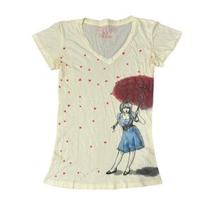 Y2K Style Semi Fitted V-Neck Short Sleeve Shirt Women’s Medium